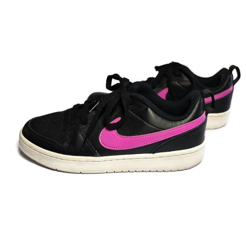 Nike Court Borough 2 Low Black Pink Youth Sz 7Y BQ5448-003
